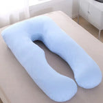 coussin maternité bleu clair forme polyester coton massage voyage literie allaitement