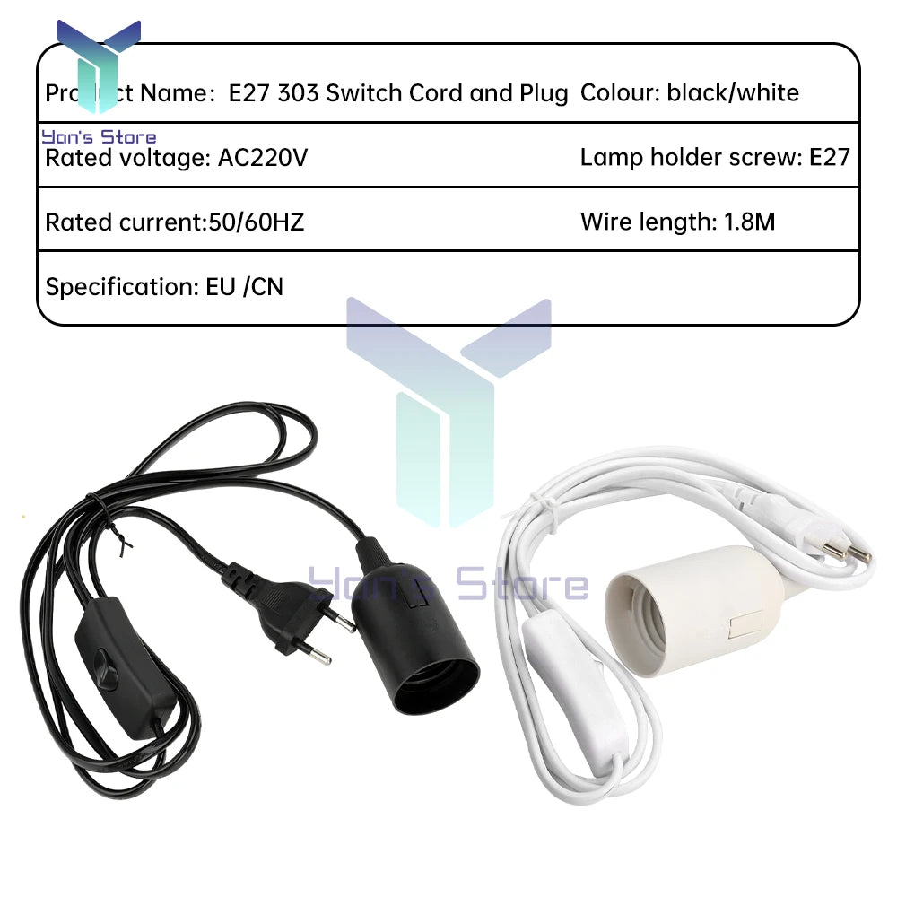 câble alimentation interrupteur blanc noir socquette E27 cordon fil clips moderne luminaire led
