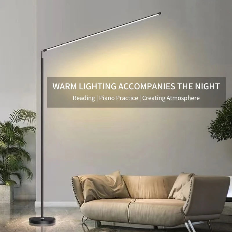 lampe sol moderne 150cm noir blanc led télécommande étude chambre salon