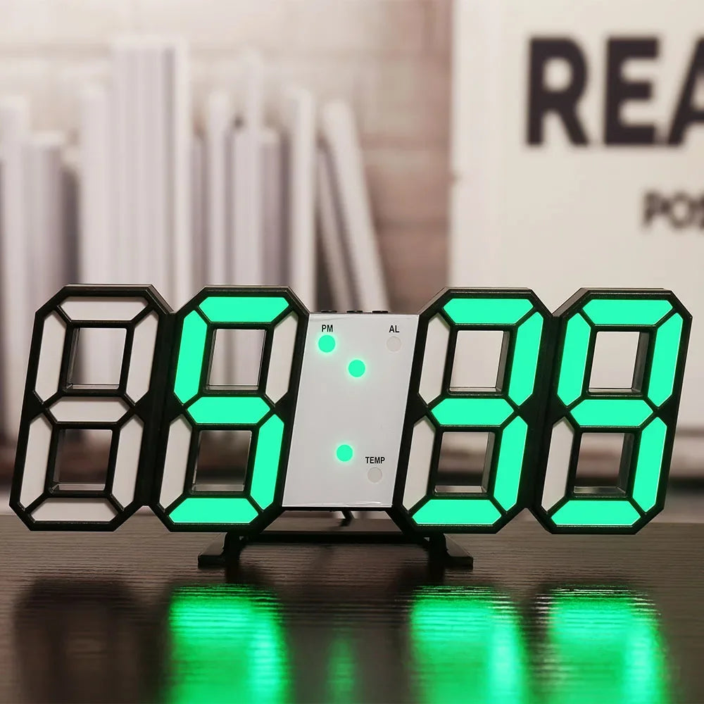horloge digitale led carrée table moderne minimaliste blanc gris lumière