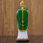 statue saint patrick résine trèfle serpent base décor religieux traditionnel trèfle or vert bleu