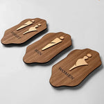signage toilettes bois moderne panneau wc hommes femmes texte toilet men women 20x10cm