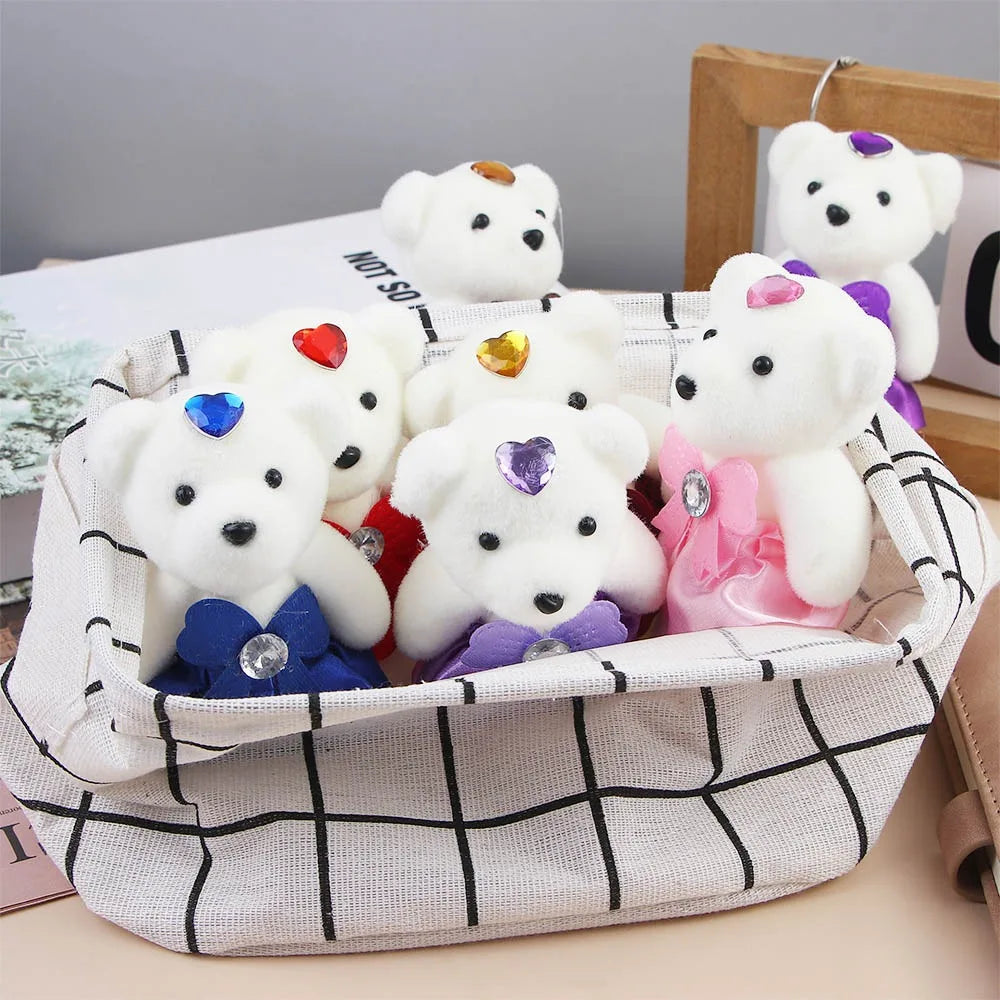 ours peluche blanc doux velouté rubans strass coeurs couronne dorée décoration anniversaire mariage
