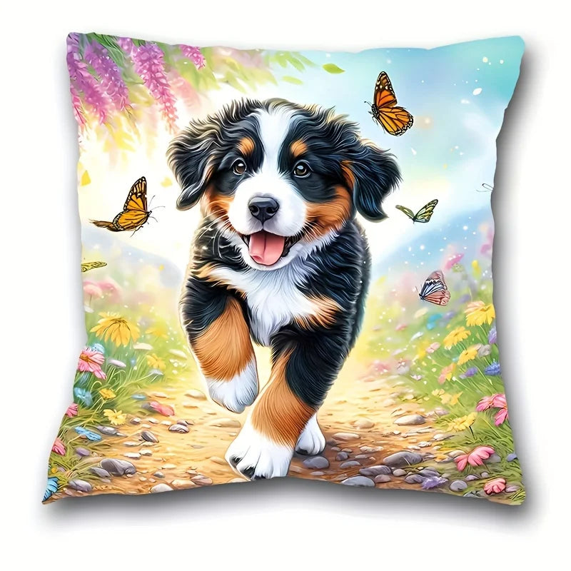 taies d'oreiller animaux imprimées tigres chats chiens orange noir blanc vert polyester peachskin 45x45cm