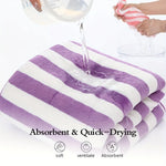 serviettes bain microfibre séchage rapide rayées moderne rose bleu vert gris blanc adultes