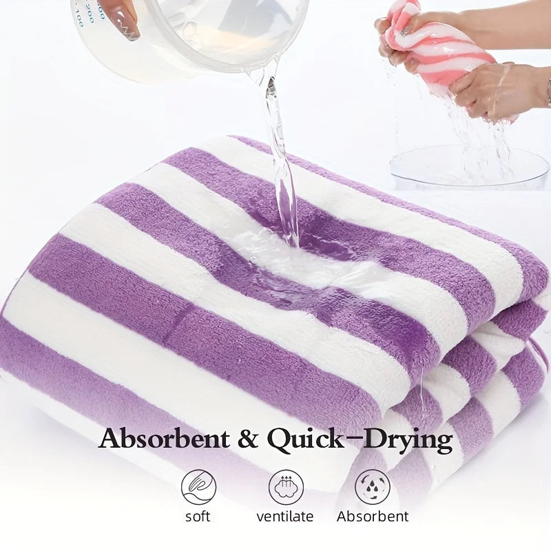 serviettes bain microfibre séchage rapide rayées moderne rose bleu vert gris blanc adultes