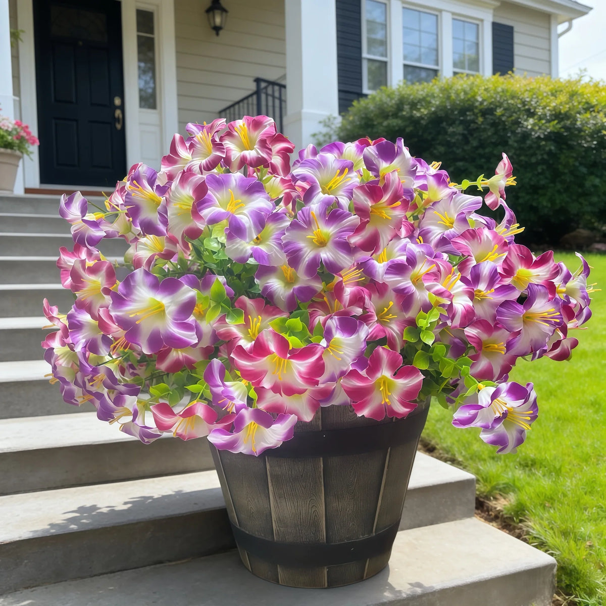 bouquet fleurs artificielles soie violet blanc jaune décoration maison mariage fête anniversaire intérieur moderne