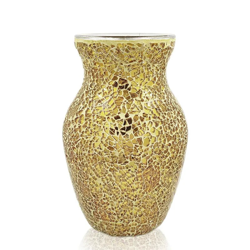 vase décoration intérieure moderne mosaïque multicolore doré argenté table chambre entree