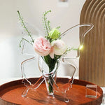 vase fleurs papillon transparent moderne décoration maison étagère rose lisse brillant