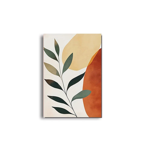lot tableaux toile art abstrait feuilles stylisées cadre bois décoration murale moderne