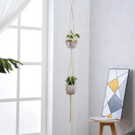 support plante suspendue macramé boho rotin blanc sculpté main decoration maison balcon jardin anneau