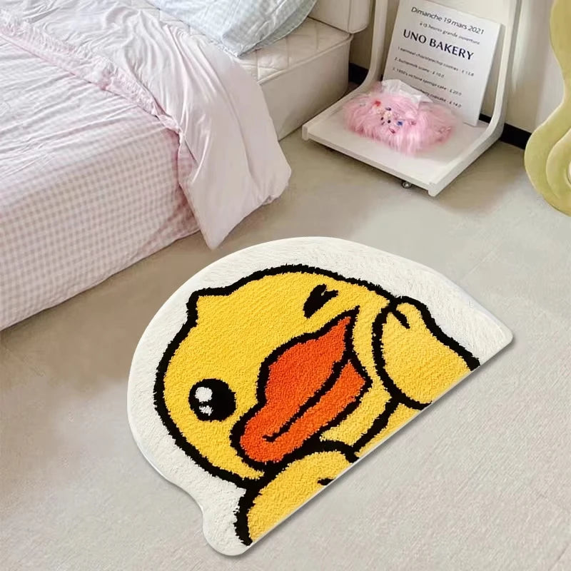 tapis dessin animé canard jaune salon chambre bain résistant polyester