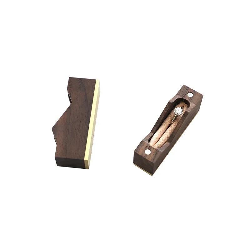 boîte bijoux bois noir anneaux fermeture magnétique élégante rangement rectangle