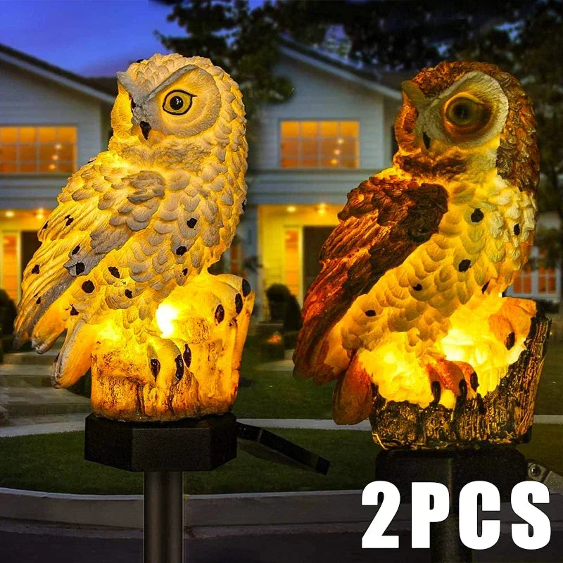 statues oiseaux solaires blanc marron texture plumes extérieur jardin lumineux réalistes