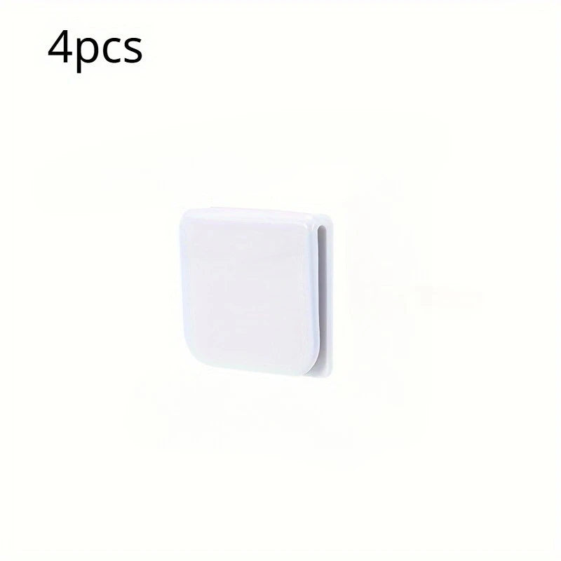 supports rideau adhésifs blancs rectangles noirs moderne éclaboussures salle bain douche fixations transparents