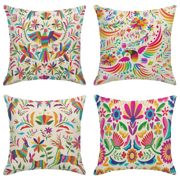 lot taies d'oreiller carrées décoratives motif floral animaux moderne multicolore