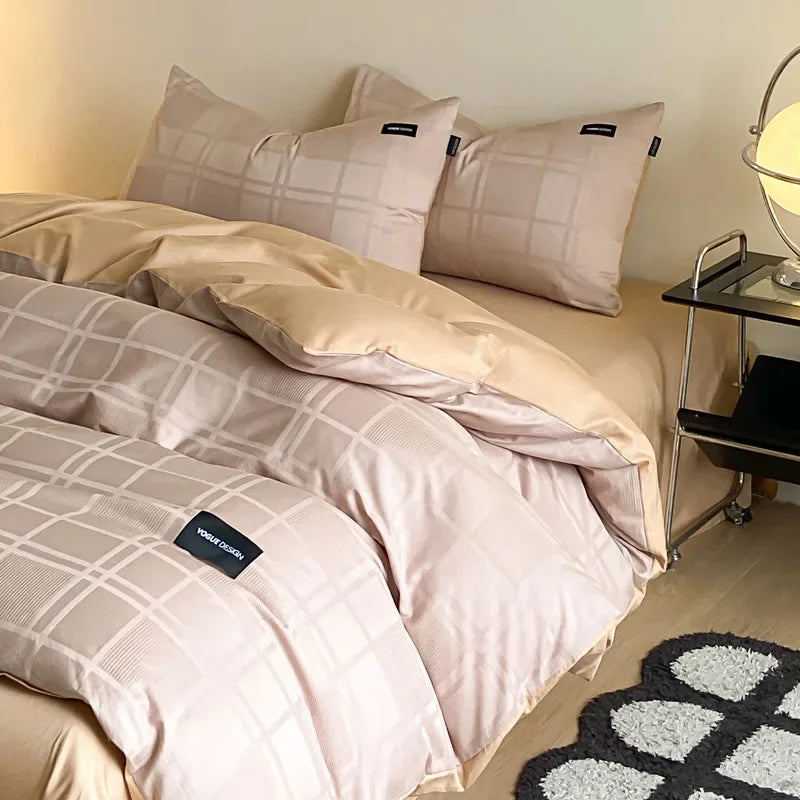 Chambre avec housse de couette jacquard luxe