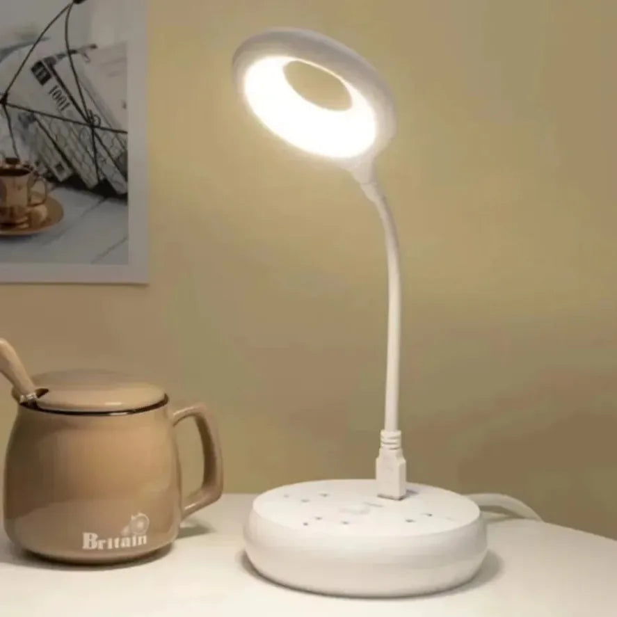 lampe multifonctionnelle usb blanc moderne flexible ronde lumineuse protection yeux étude lecture portable