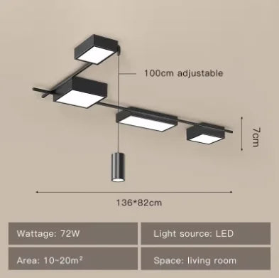 luminaire suspendu moderne minimaliste noir plusieurs lampes circulaire cylindrique plafonnier industrial