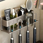 porte brosses dents adhésif moderne gris métallisé brosses lotions gels brosse toilette rasoir électrique