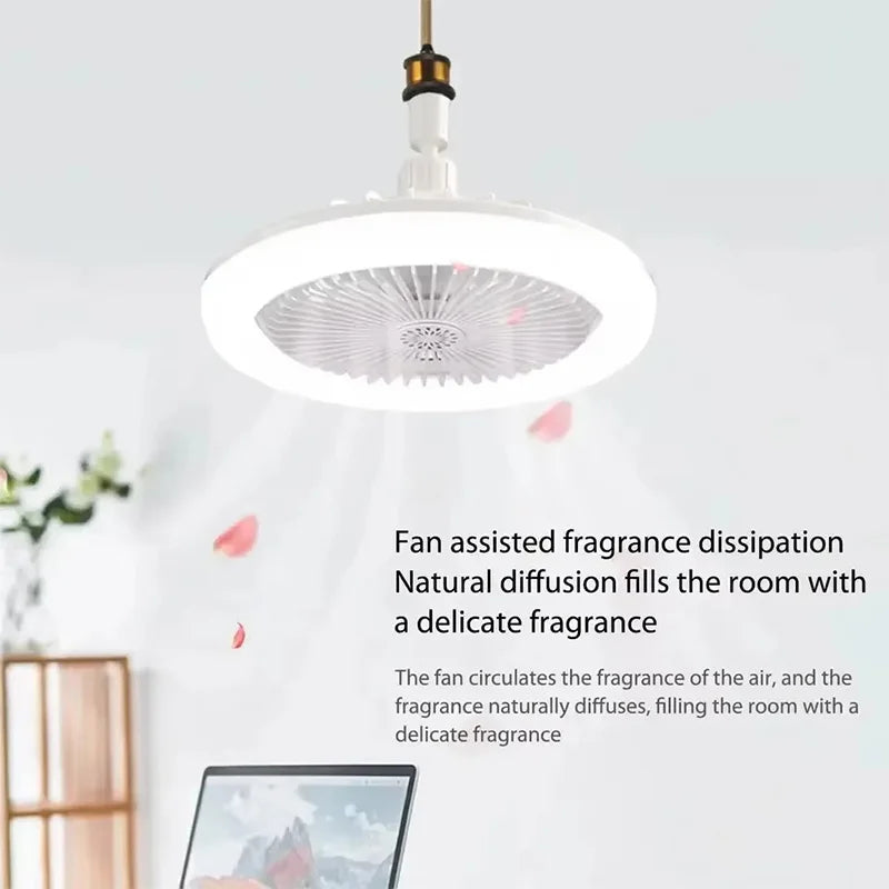 ventilateur lampe led moderne télécommande blanc grille barres verticales minimaliste
