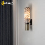 lampe murale moderne marbre blanc noir base métallique diffuseur LED 40x12cm