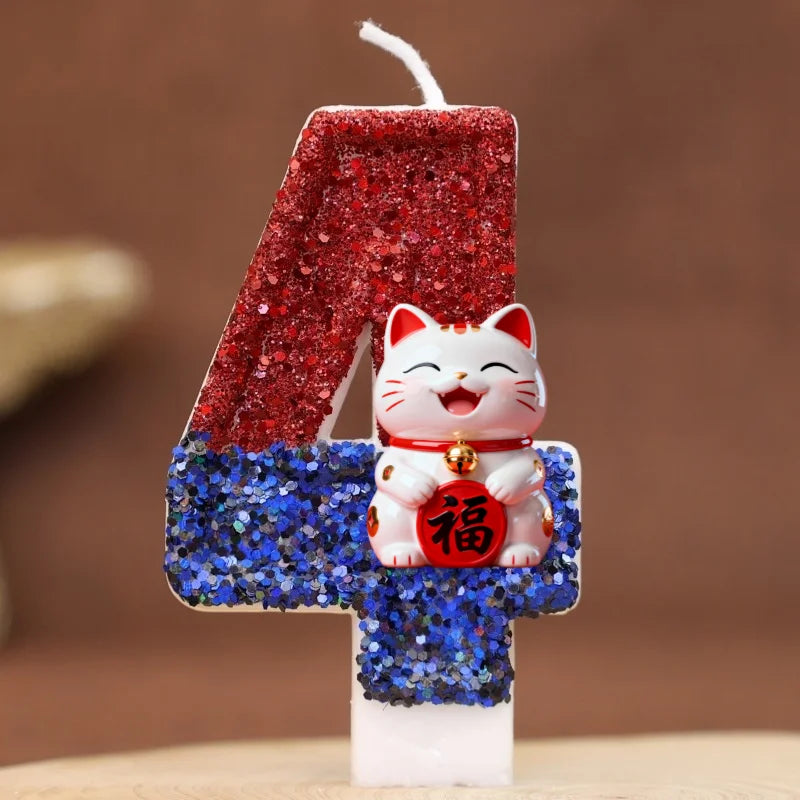 bougies numéraux pailletées rouge bleu blanc anniversaire enfants decoration chiffres