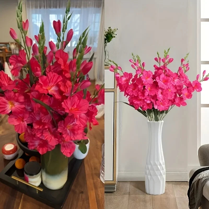 décoration intérieure moderne bouquet fleurs artificielles rose feuilles vertes mariage anniversaire noël