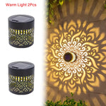 lampe solaire extérieure ip65 moderne mandala noir doré décoration murale festive led