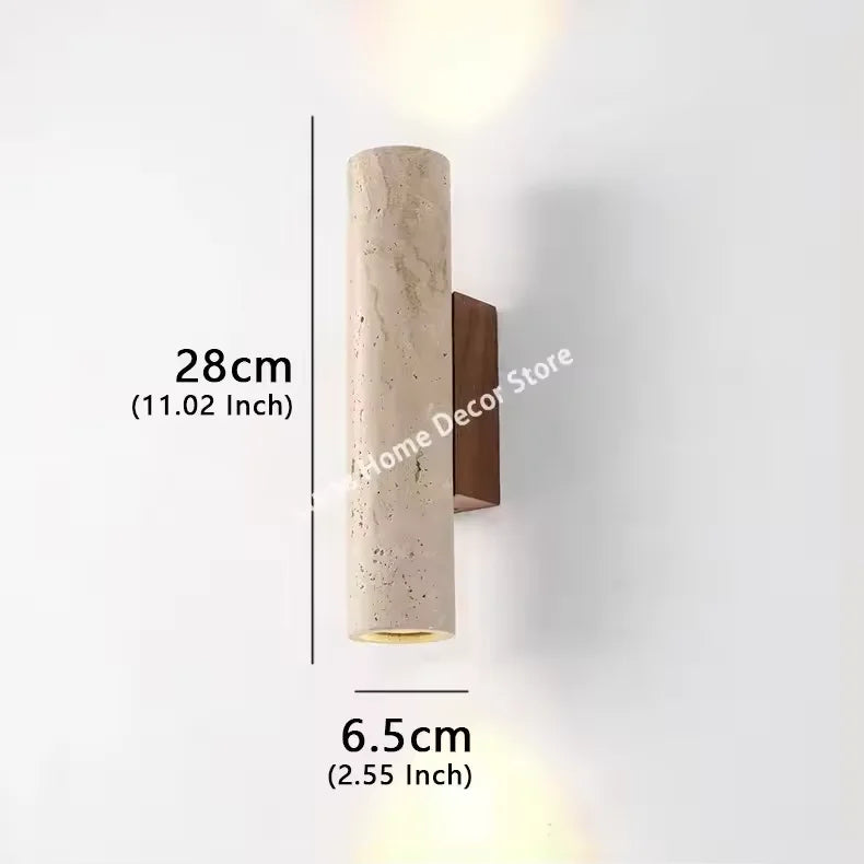 applique murale moderne minimaliste pierre naturelle lumière led beige clair marron foncé texture verticale