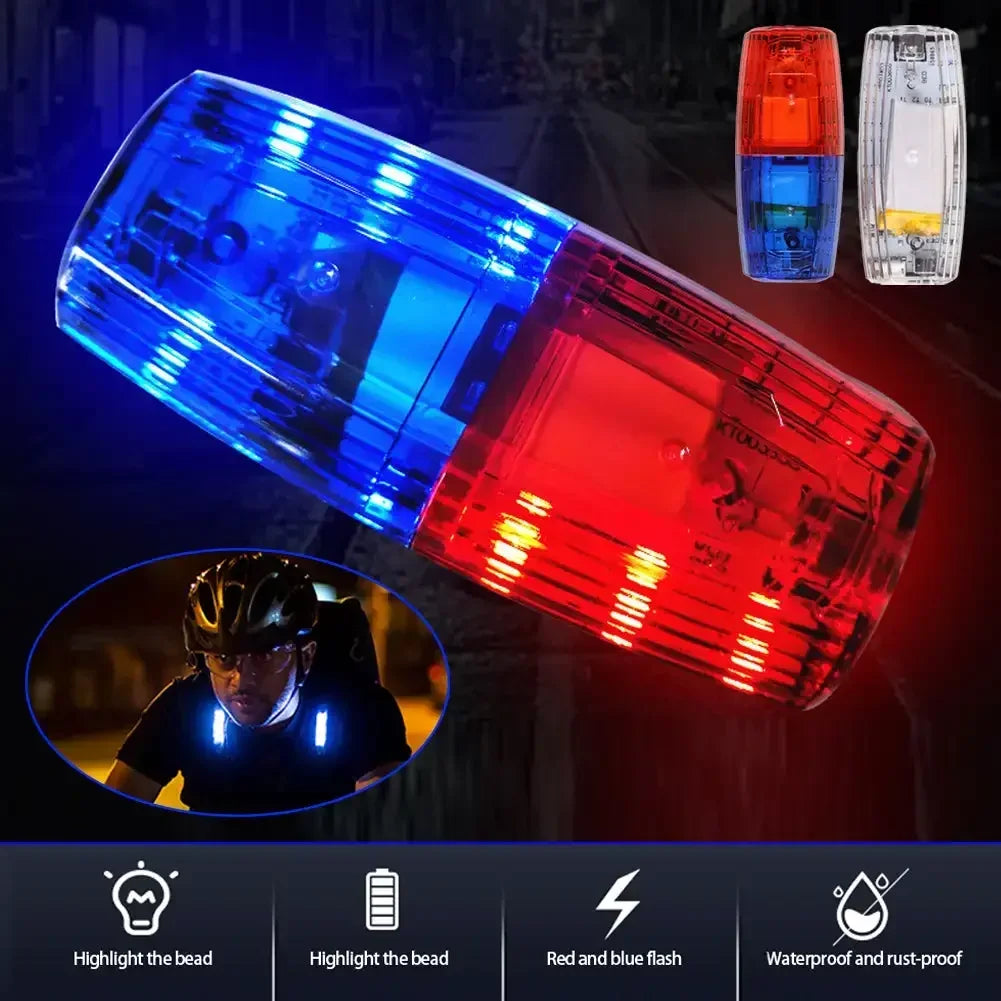lampe signalisation led rouge bleu rechargeable pince torche épaule sécurité moderne