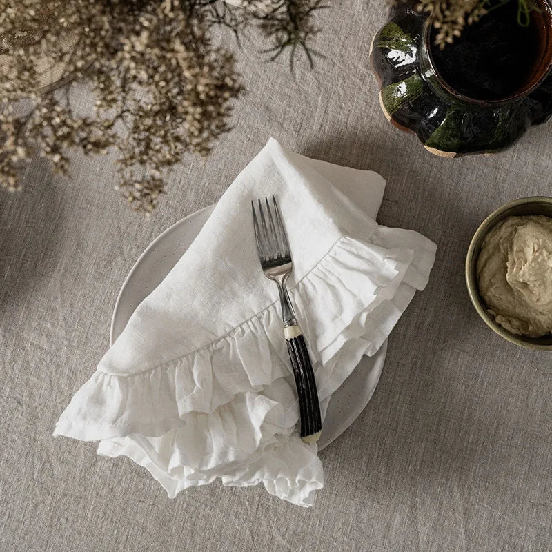 serviettes coton orange gris bleu rose beige classiques fronces décoration table festive noël