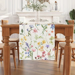 tableau printemps lin motifs floraux aquarelle moderne résistant l'eau blanc multicolore