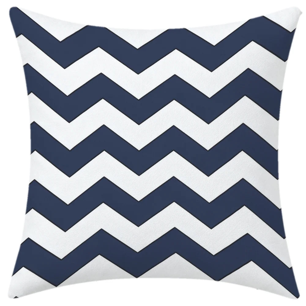 lot housses coussin géométriques bleu marine canapé salon chambre moderne