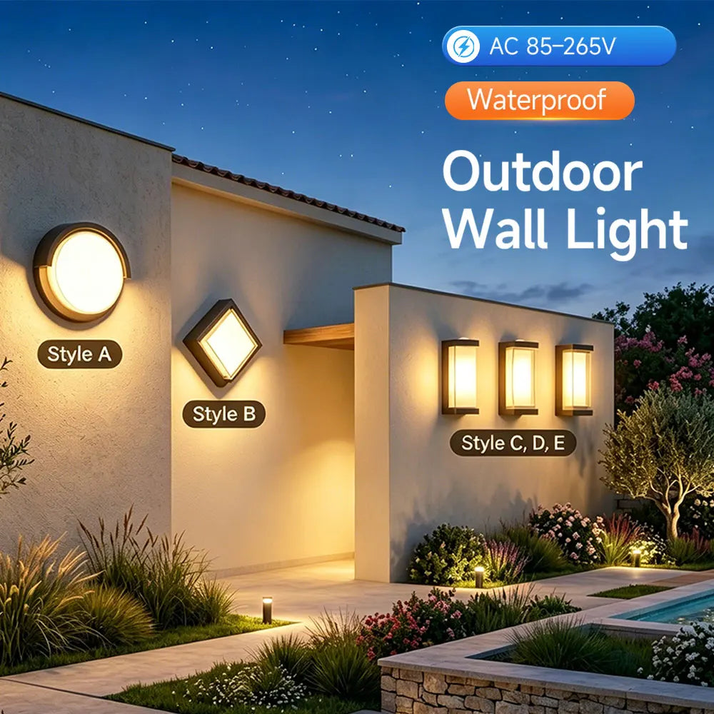 lampe murale extérieure noire moderne 25w 12w ip65 étanche led 2000lm 711pouces