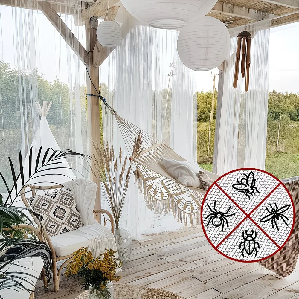 filet anti moustiques transparent blanc noir semi extensible patio jardin campement voyage bohème contemporain
