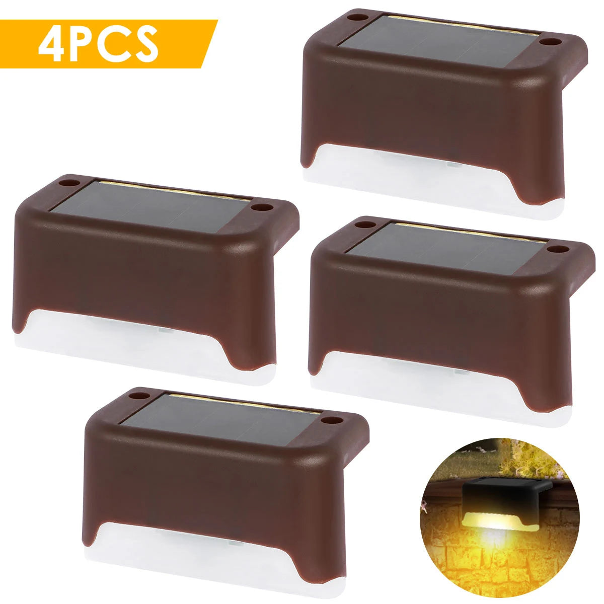 lumière solaire marron blanc moderne extérieure jardin patio escaliers décoration éclairage led vis fixations