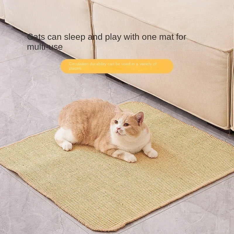 tapis sisal résistant chats griffes anti rayures beige gris moderne adhésif minimaliste fixations jouets