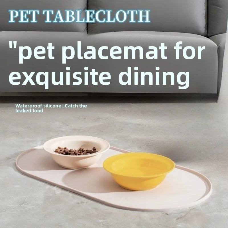 tapis alimentation antidérapant imperméable animal compagnie moderne rose clair assiettes opaques françaisachat