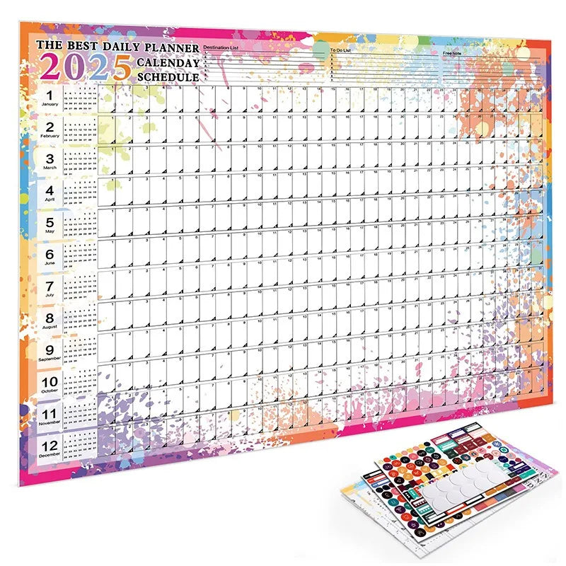 calendrier mural 2026 couleur motif cercle moderne adhésif marqueurs autocollants kawaii fonctionnel transparent opaque