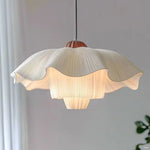 lampe suspendue moderne tissu blanc beige rayures plissées chaîne métallique 4500K 3000K 6000K 90