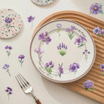 sticker adhésif fleurs violettes vertes décoration creative étanche diy 50 pièces illustration romantique