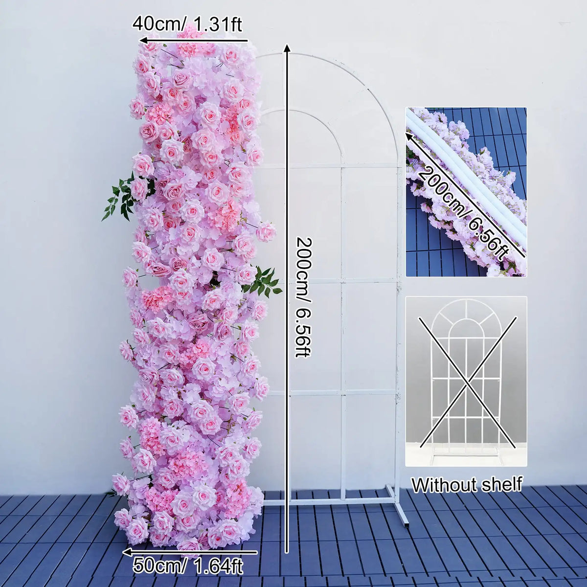 arche fleurs roses blanches decoration mariage exterieur classique 2mètres soie artificielle