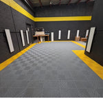 tapis sol antidérapant carreaux géométriques moderne gris noir rouge jaune bleu