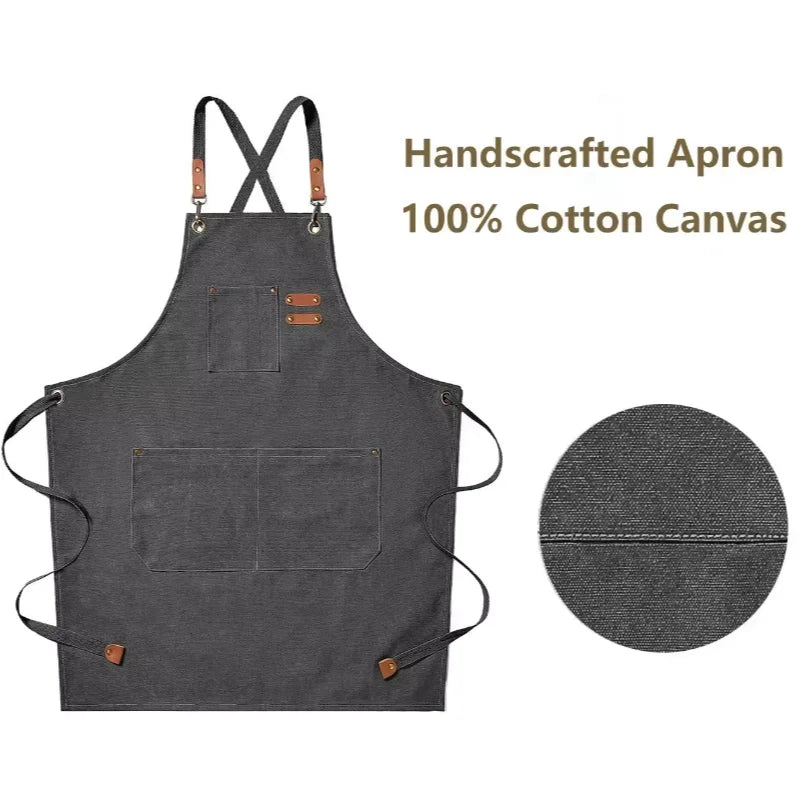 tablier cuisine toile coton gris classique poche avant écrous rubans fixations professionnel