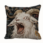 taies d'oreiller vintage motif chèvres noir blanc gris polyester peachskin 45x45cm décoration maison hospitalière