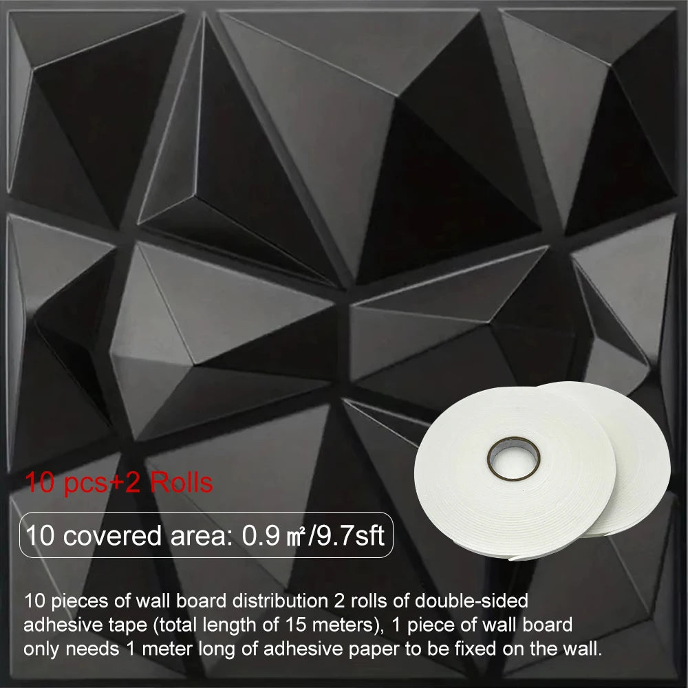 décoration murale moderne 3d autocollant triangles géométriques pvc résistant eau noir blancintérieur salon chambrehôtel