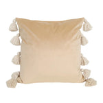 housse coussin velours moderne bohème couleur unie pompon décoratif 45x45cm