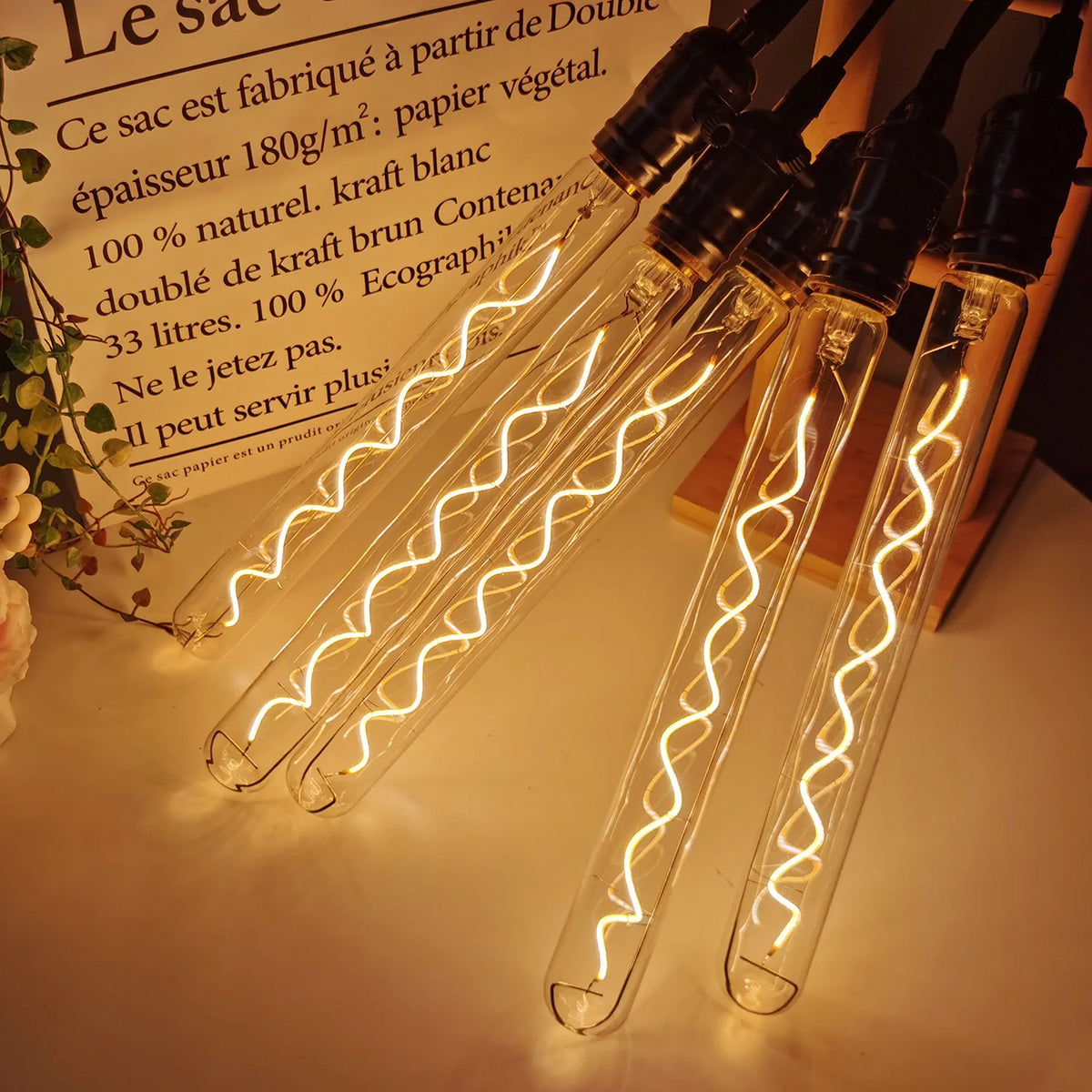ampoule led transparente spirale dorée vintage 360 degres 300mm 15000h