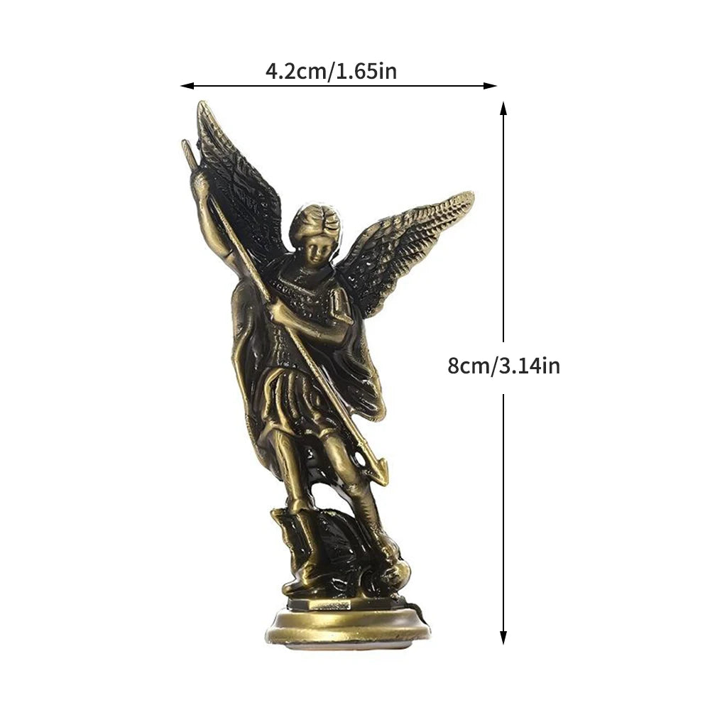 ornements métal saint michel dragon détaillé ailes armure noir argenté doré bronze